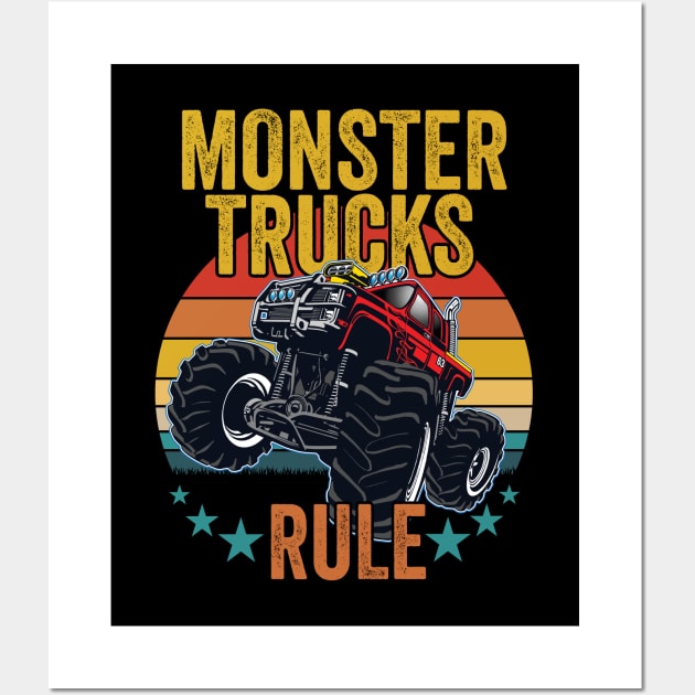 Monster Trucks - Monster Trucks Rule Wall Art by Kudostees